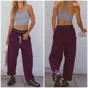 NWT Free People FP Movement Top Score Barrel Pants - deep mulberry - small